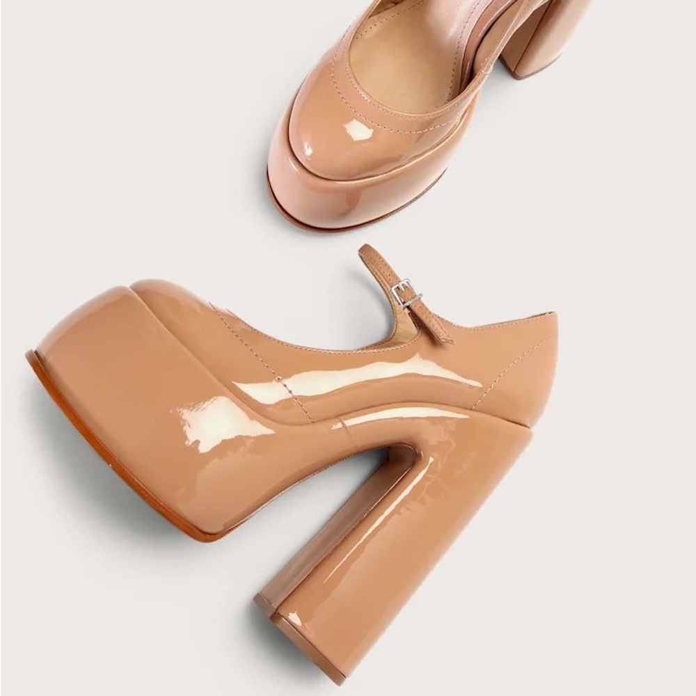 SCHUTZ Zayne Women's Patent Tan Platform Heels rare size 11